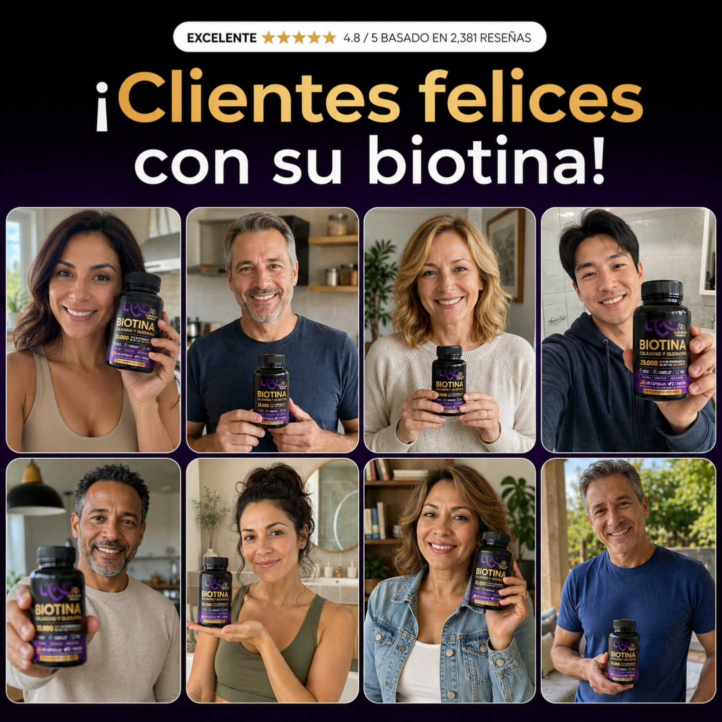 Hair Glow Plus - Biotina, Colágeno y Keratina