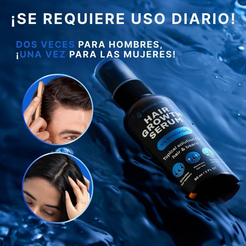 Suero capilar con Minoxidil 5% | Crecimiento y densidad visibles con biotina + keratina
