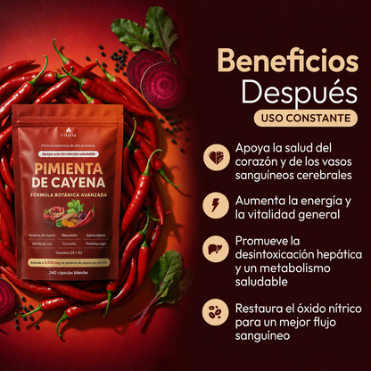 Cápsulas de Pimienta de Cayena | Para Circulación y Piernas Ligeras