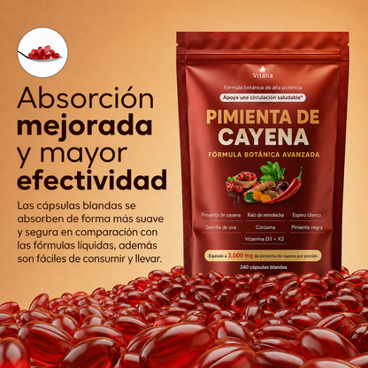 Cápsulas de Pimienta de Cayena | Para Circulación y Piernas Ligeras