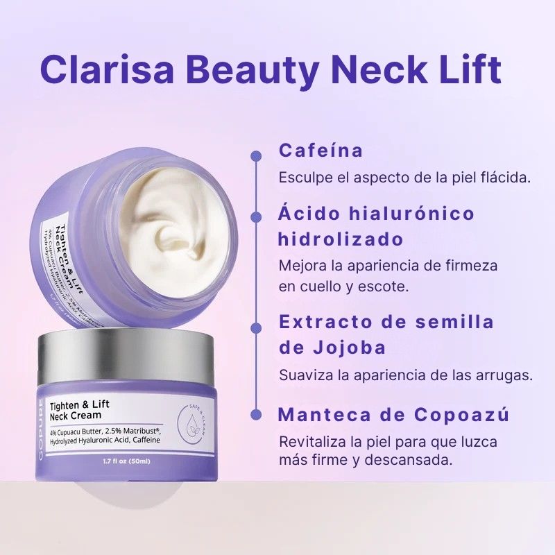 Clarisa Beauty Neck Lift™ | Crema reafirmante antiedad para Cuello & Escote