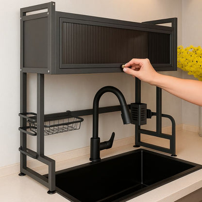 Escurridor de platos doble con tapa Chef Rack™  | Organización vertical y secado eficiente para tu cocina.