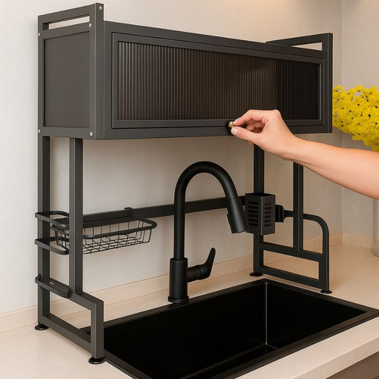 Escurridor de platos doble con tapa Chef Rack™  | Organización vertical y secado eficiente para tu cocina.