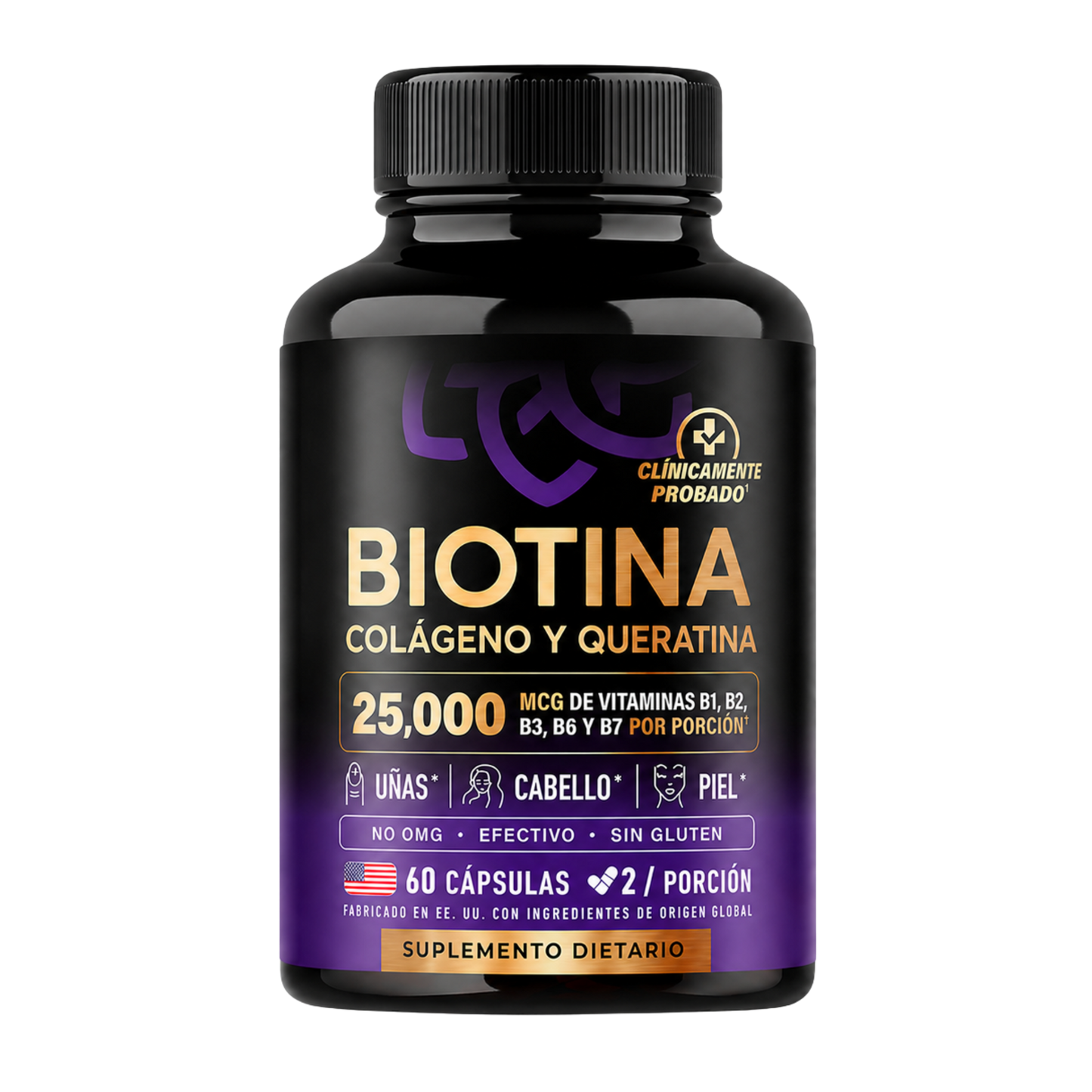 Hair Glow Plus - Biotina, Colágeno y Keratina