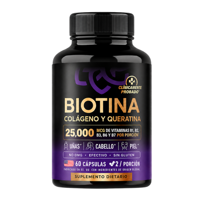 Hair Glow Plus - Biotina, Colágeno y Keratina