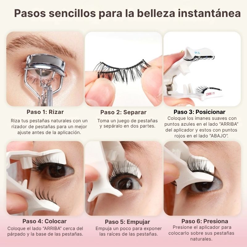 Pestañas Magnéticas con Aplicador + Rizador — Cero Irritación
